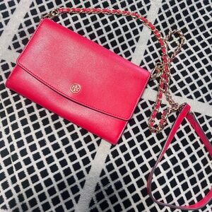 Tory Burch Red Crossbody with Gold Accents